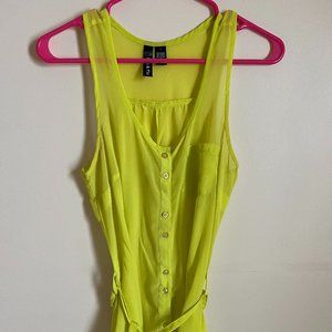 Fun and Flirt Sheer Sleeveless Blouse, Lime Green, Size S